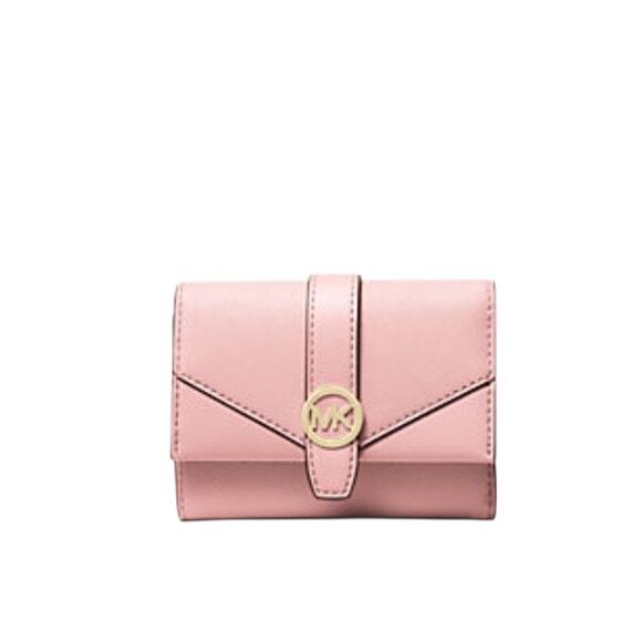 MICHAEL KORS MEDIUM TRIFOLD WALLET GREENWICH SAFFIANO LEATHER PINK POWDER BLUSH - Picture 1 of 3